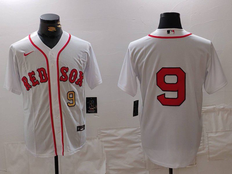 Men Boston Red Sox 9 No Name White Game 2024 Nike MLB Jersey style 2
